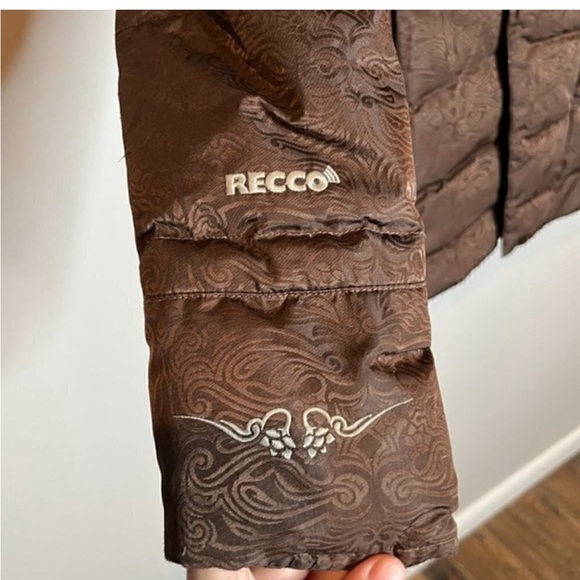 The North Face brown patterned textured Recco 600 down snowboard ski jacket - Picture 3 of 8